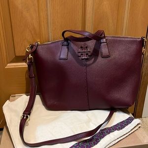 Tory Burch leather zip top McGraw satchel